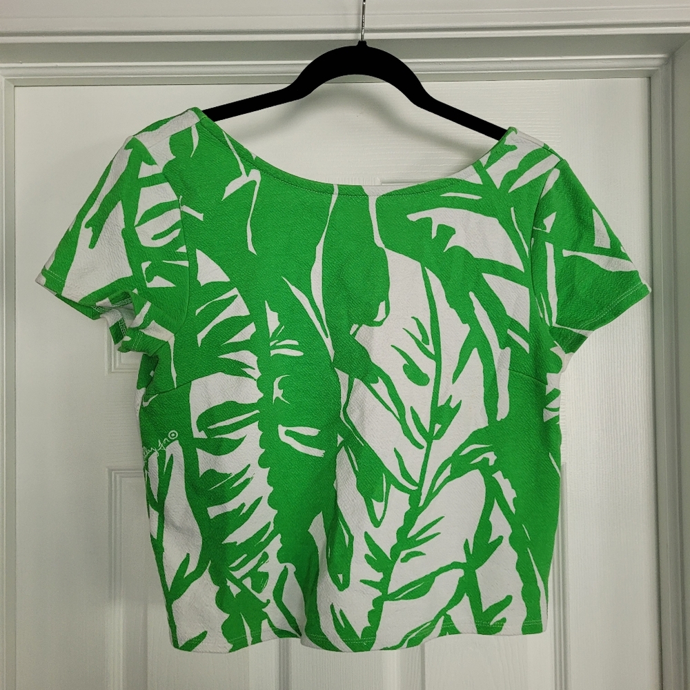 Lilly Pulitzer for Target green and white cropped scooped back size M